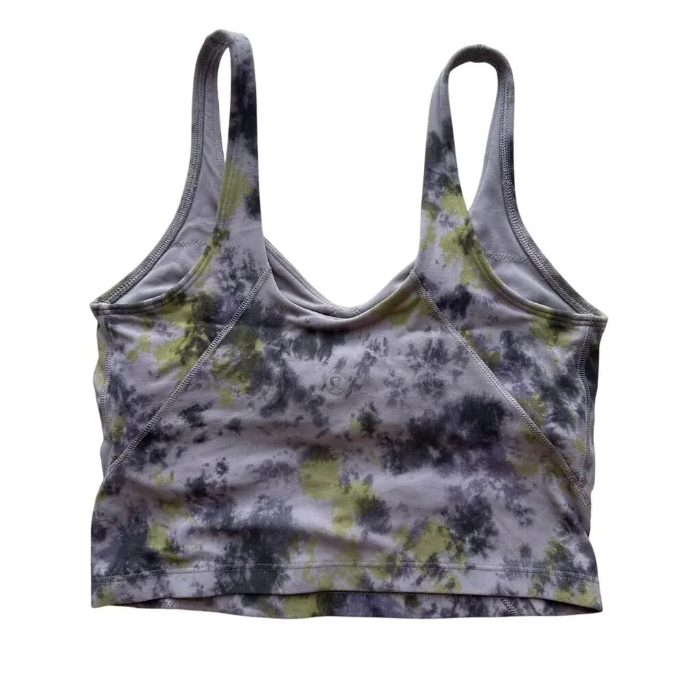 Lululemon Align Tank Cropped Size 6 Radial Tie Dye Purple Green Grey